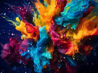 Fotobehang Abstract background features vibrant paint splashes for design. © Llama-World-studio