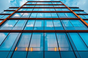 The modern facade of an office building