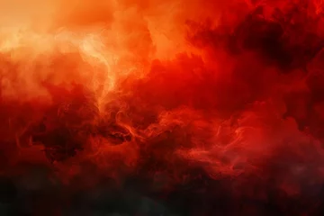 Fotobehang Fiery red sky with abstract black and red smoky background - Wide banner design © Lucija