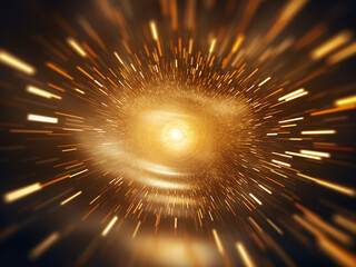 Glowing radiance: 3D rendering showcases radial gold blur background.