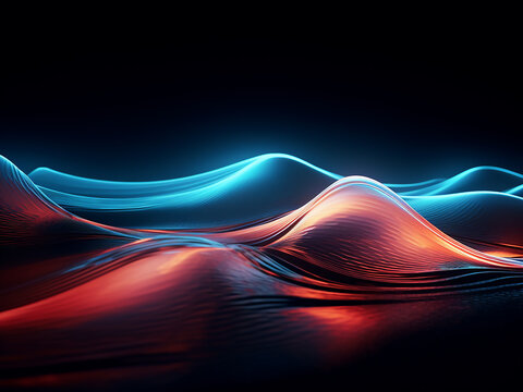 Abstract background depicts streams of cool light waves.