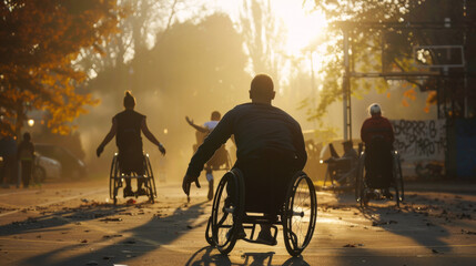 Documentary picture of people with disabilities who do sport - obrazy, fototapety, plakaty