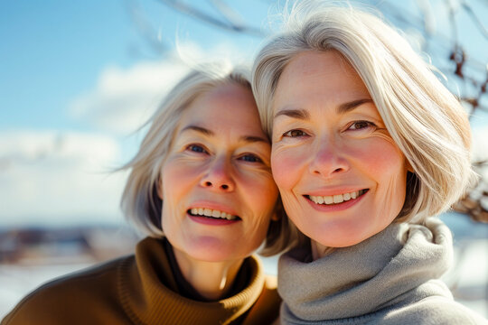 Two women are smiling and posing for a picture