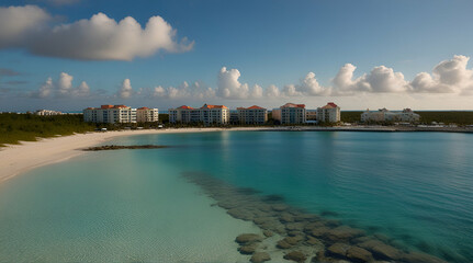 Bay of Water in Freeport City, Grand Bahama, Bahamas.generative.ai