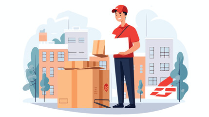 Delivery Service Worker Crossing Out Address From C