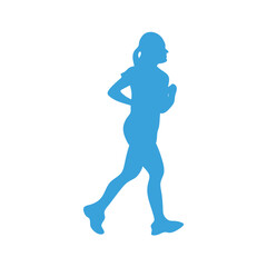 Fototapeta na wymiar Marathon Runners on abstract blue 