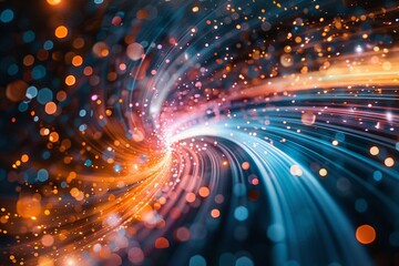 Obraz premium Streams of innovation converging at a lively interface, essence of digital transformation, vivid core , digital photography