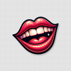 Obraz premium Stylized Cartoon Lips in a Vivid Laugh transparent background