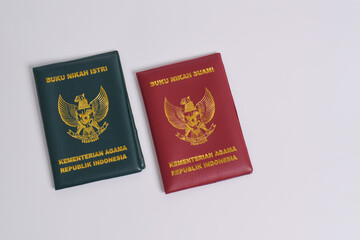 Marriage Book, Husband and Wife, Ministry of Religion of the Republic of Indonesia isolated on...