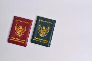 Marriage Book, Husband and Wife, Ministry of Religion of the Republic of Indonesia isolated on white background