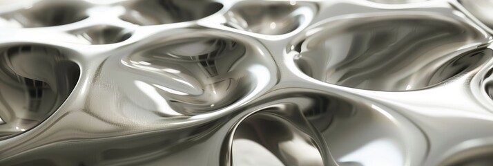 close up of an abstract shiny metal aluminum sculpture