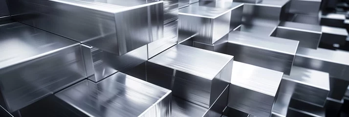 Fotobehang abstract shiny metal aluminum cubes background © StockUp