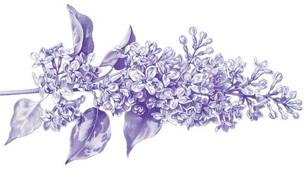 Vintage drawn illustration of Lilac free download shutterstock perfect for fabrics, t-shirts, mugs, decals, pillows, logo, pattern and much more  - obrazy, fototapety, plakaty