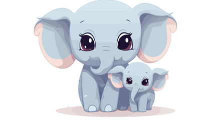 Elephant family. Cute mom elephant hugging her baby