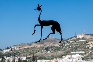 Silhouette of Gazelle Sticker Overlooking Granada Landscape