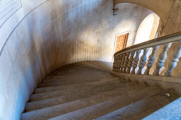 Renaissance Staircase in Charles V Palace, Alhambra - obrazy, fototapety, plakaty