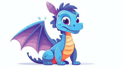 Fairytale Dragon Flat Isolated Childish Style Simpl