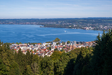Fototapeta premium City of Bregenz am Bodensee (Lake of Constanze), view toward Germany and Lindau, State of Vorarlberg, Austria