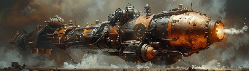 A steampunk blending mechanical and organic components in a cohesive design