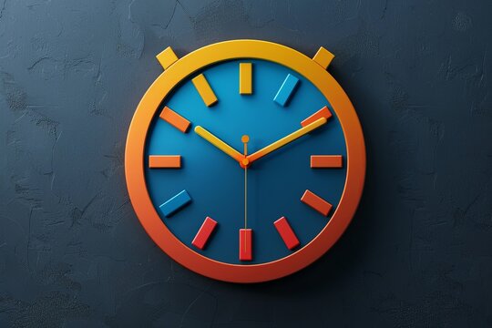 Develop a colorful and visually appealing icon featuring a Clock Time image to symbolize punctuality and time management in a unique and engaging manner