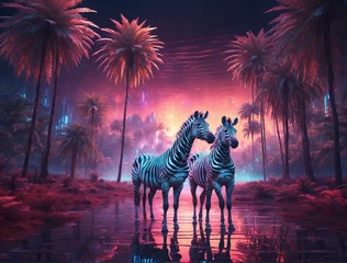 Fotobehang zebras and zebra © Deejay