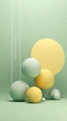 Abstract Spheres in Soft Green and Yellow Tones