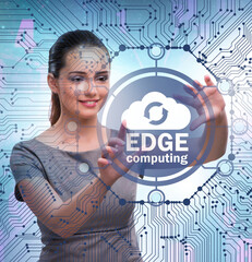 Businessman in edge and fog computing concept