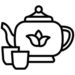 Teapot black outline icon, relate to gastronomy theme. use for UI or UX kit, web and app development.