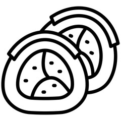 Sushi Roll black outline icon, relate to gastronomy theme. use for UI or UX kit, web and app development.