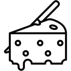 Cheese Wedge black outline icon, relate to gastronomy theme. use for UI or UX kit, web and app development.