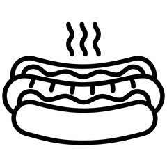Hot Dog black outline icon, relate to gastronomy theme. use for UI or UX kit, web and app development.