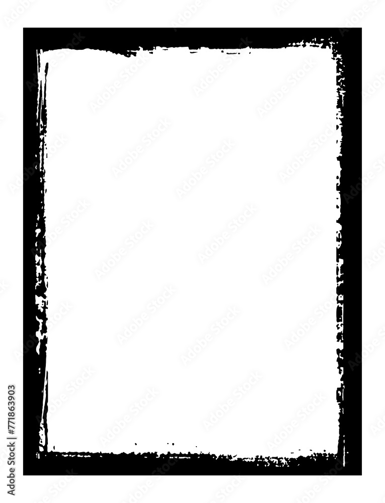 Wall mural vector monochrome illustration of irregular frame with missed edges.