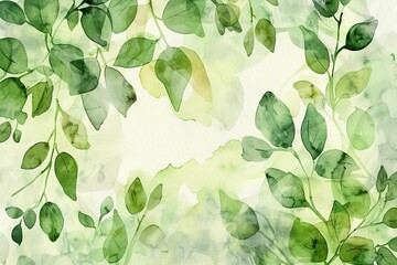 Green watercolor foliage abstract background, spring eco nature illustration, fresh organic design - obrazy, fototapety, plakaty