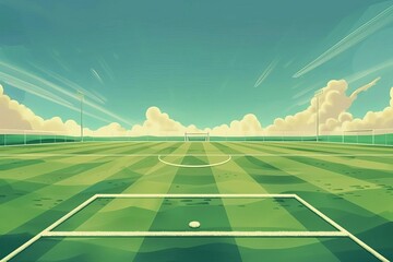 Green soccer field for organization, digital illustration
