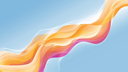 Abstract waves Gradient blue and orange contrast colors. For vector art design with a web banner background	
