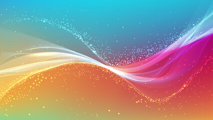 	
Abstract particles wave Gradient blue and orange contrast colors. For vector art design with a web banner background	

