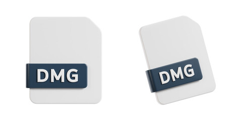 3d dmg, 3d render icon illustration, transparent background, file format