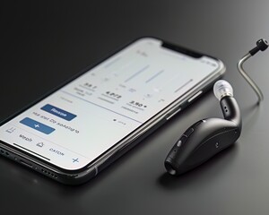 A hearing aid connected to a smartphone app, allowing users to customize settings for different environments