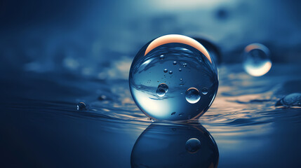 Abstract blue water drop ball - obrazy, fototapety, plakaty