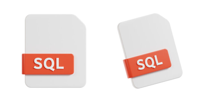 3d sql, 3d render icon illustration, transparent background, file format