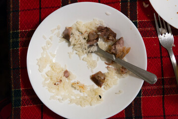 A plate or dish with food