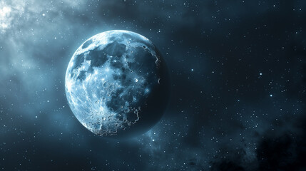 宇宙空間に浮かぶ月