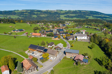 Drone Photo of the Village of Krumbach and the Bregenzerwald, State of Vorarlberg, Austria