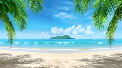 Fototapeta na wymiar Tropical paradise ocean island palm tree view vacation photo