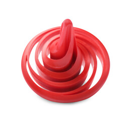 One red spinning top on white background
