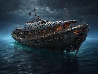 Deurstickers ship in the sea © Jeffrey