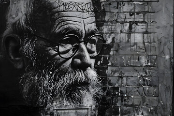 Street Art Representation of Peter Kropotkin with Thought-Provoking Quote about Liberty