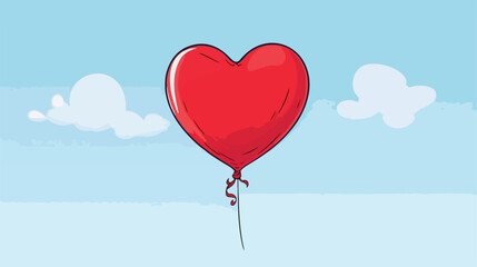 Heart shaped balloon on frame sketch flat cartoon v