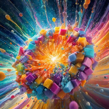 Colorful brilliant soap bomb powder explosion