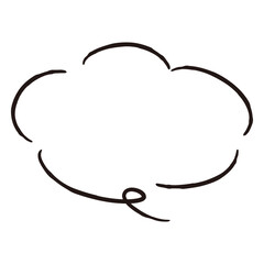 シンプルでおしゃれな手描きの吹き出し（白黒・単体・横書き）